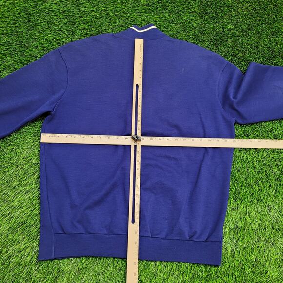 Vintage 90s Trevira MOD Wool Cardigan Large 23x27 Blue - Picture 5 of 16